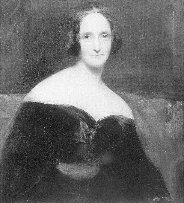 A escritora Mary Shelley em retrato pintado por Richard Rothwell por volta de 1840.